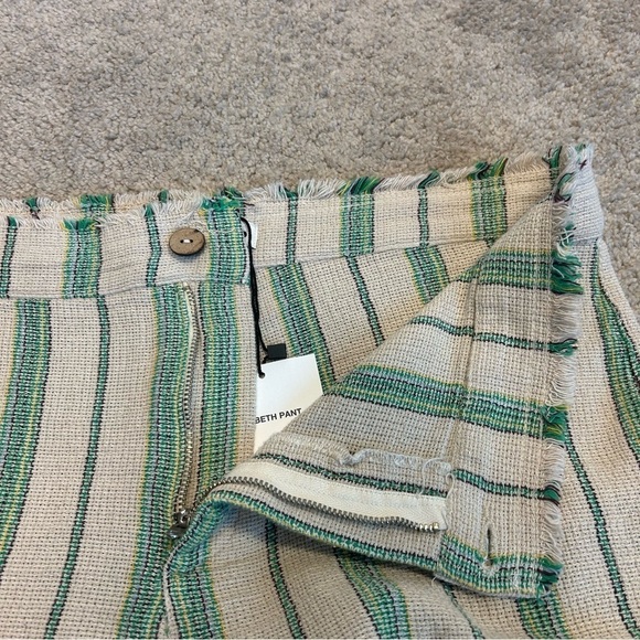 Zara tan beige green striped rustic boho The Beth Pant Sz L NWT high rise - Picture 7 of 15